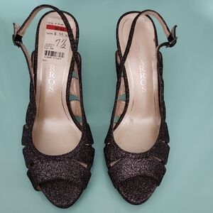 Caparros Women's Glitter Slingback Heels Open Toe Evening Shoes Dark Shimmer 7.5